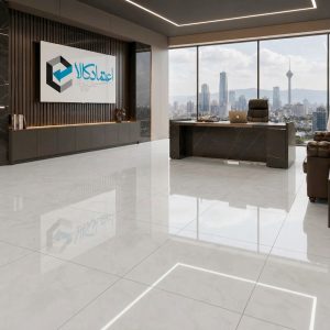 اجرای سرامیک کف لالیک براق 80 × 80 80×80 در دکوراسیون داخلی سالن پذیرایی مدرن