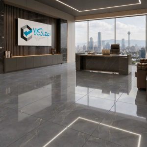 اجرای سرامیک اهورا طوسی تیره در طراحی داخلی مدرن