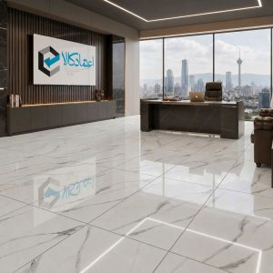 نمونه کار اجرای سرامیک نوبل ۶۰×۱۲۰ پرسلان در فضای داخلی