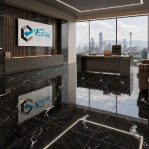 نمای اجرایی سرامیک والدز مشکی ۱۲۰*۶۰ در دکوراسیون داخلی