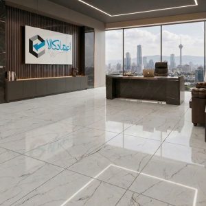 اجرای سرامیک براتیون روشن ۱۲۰×۶۰ در فضای واقعی