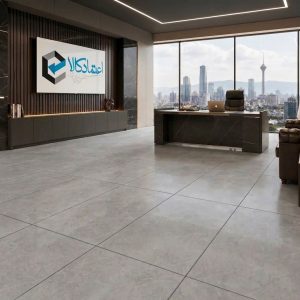 رندر دکوراسیون و اجرای سرامیک لومینا طوسی تیره 60×120