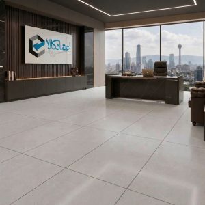 اجرای سرامیک لومینا طوسی روشن در پذیرایی
